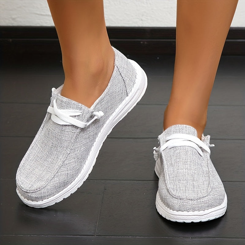 Women's Flat Canvas Shoes, Casual Round Toe Low Top Slip On Shoes, Comfy Walking Sneakers