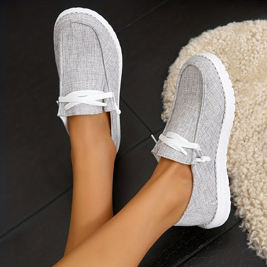 Women's Flat Canvas Shoes, Casual Round Toe Low Top Slip On Shoes, Comfy Walking Sneakers